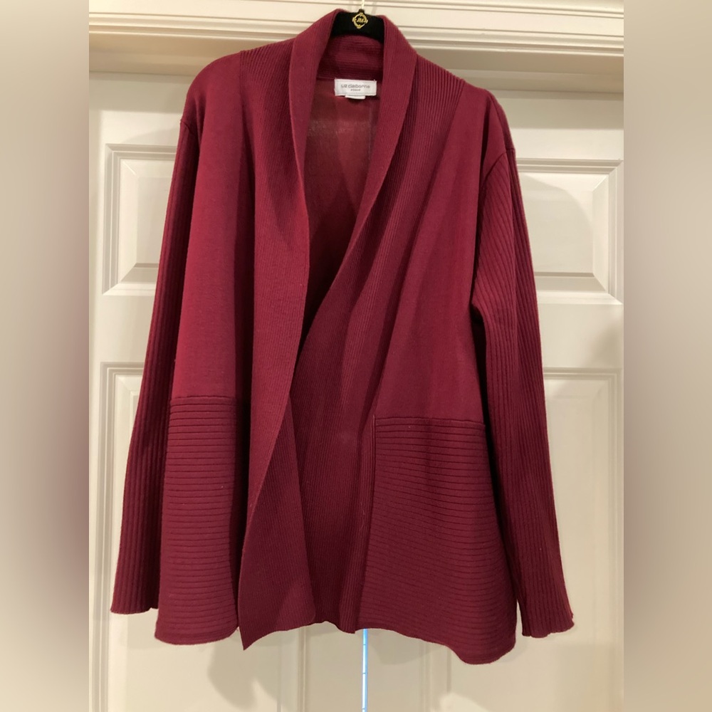 Liz Claiborne long sleeve sweater in color burgundy size 0X women’s.